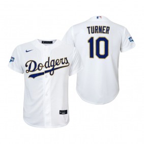 Youth Dodgers Justin Turner White Gold 2021 Gold Program Replica Jersey