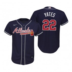 Youth Atlanta Braves Kirby Yates Nike Navy Replica Alternate Jersey