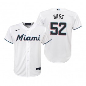 Youth Miami Marlins Anthony Bass Nike White Replica Home Jersey