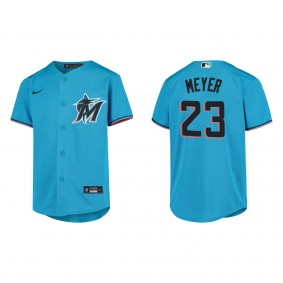 Youth Marlins Max Meyer Blue Replica Jersey