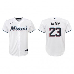 Youth Marlins Max Meyer White Replica Home Jersey