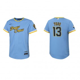 Youth Abraham Toro Milwaukee Brewers Powder Blue City Connect Replica Jersey