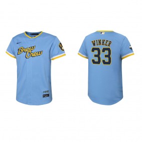 Youth Jesse Winker Milwaukee Brewers Powder Blue City Connect Replica Jersey