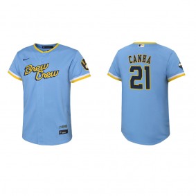 Youth Milwaukee Brewers Mark Canha Powder Blue City Connect Replica Jersey