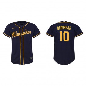 Youth Mike Brosseau Milwaukee Brewers Navy Replica Jersey