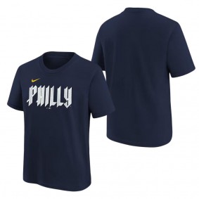 Youth Philadelphia Phillies Navy 2024 City Connect Wordmark T-Shirt