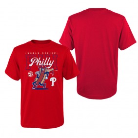 Youth Philadelphia Phillies Red 2022 World Series On To Victory T-Shirt