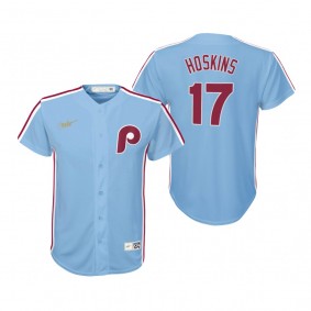 Youth Philadelphia Phillies Rhys Hoskins Nike Light Blue Cooperstown Collection Road Jersey