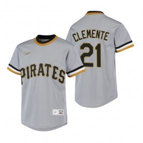 Youth Pittsburgh Pirates Roberto Clemente Nike Gray Cooperstown Collection Road Jersey