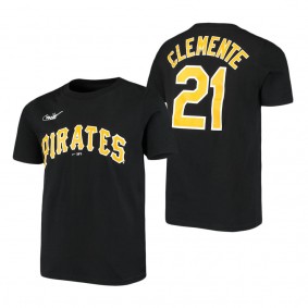 Youth Pittsburgh Pirates Roberto Clemente Black Cooperstown Collection Player Name & Number T-Shirt