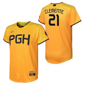 Youth Pittsburgh Pirates Roberto Clemente Gold 2023 City Connect Replica Player Jersey