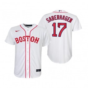 Youth Boston Red Sox Bret Saberhagen Nike White 2021 Patriots' Day Replica Jersey