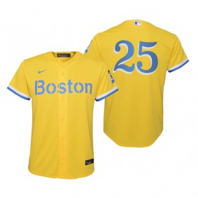 Youth Boston Red Sox Kevin Plawecki Nike Gold Light Blue 2021 City Connect Replica Jersey