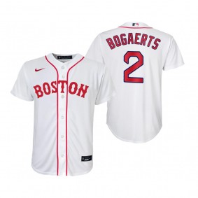 Youth Boston Red Sox Xander Bogaerts Nike White 2021 Patriots' Day Replica Jersey