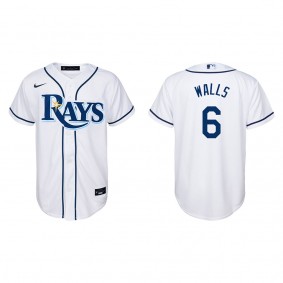 Youth Taylor Walls Tampa Bay Rays White Replica Home Jersey