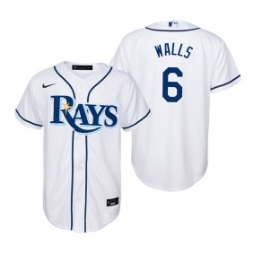 Youth Tampa Bay Rays Taylor Walls Nike White Replica Home Jersey
