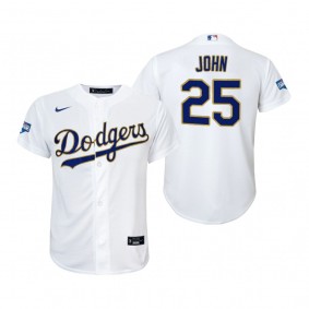 Youth Dodgers Tommy John White Gold 2021 Gold Program Replica Jersey