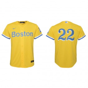 Youth Red Sox Tommy Pham Gold Light Blue City Connect Replica Jersey