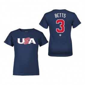 Youth USA Baseball Mookie Betts LEGENDS Navy 2023 World Baseball Classic Name & Number T-Shirt