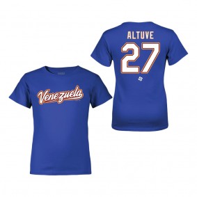 Youth Venezuela Baseball Jose Altuve LEGENDS Royal 2023 World Baseball Classic Name & Number T-Shirt