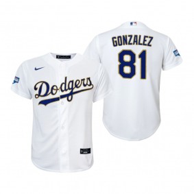 Youth Dodgers Victor Gonzalez White Gold 2021 Gold Program Replica Jersey