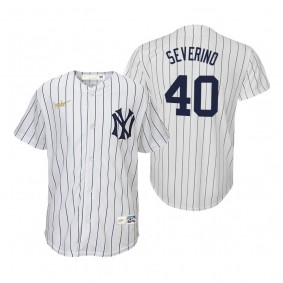 Youth New York Yankees Luis Severino Nike White Cooperstown Collection Home Jersey