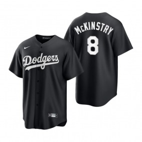 Los Angeles Dodgers Zach McKinstry Nike Black White 2021 All Black Fashion Replica Jersey